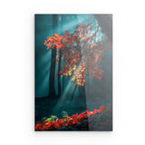 Acrylglas | Goldene Sonnenstrahlen durch Herbstlaub (hoch)