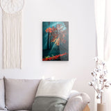 Acrylglas auf Alu-Dibond | Goldene Sonnenstrahlen durch Herbstlaub (hoch)