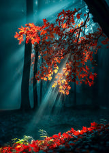 Puzzle | Goldene Sonnenstrahlen durch Herbstlaub (hoch)