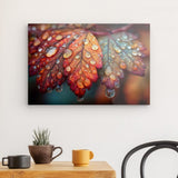 Acrylglas auf Alu-Dibond | Herbstblätter mit Morgentau