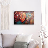 Acrylglas auf Alu-Dibond | Herbstblätter mit Morgentau