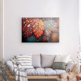 Acrylglas auf Alu-Dibond | Herbstblätter mit Morgentau