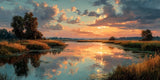 Poster | Herbstliche Abendstimmung am See mit Spiegelung