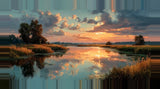 Leinwand - Stärke 2cm | Herbstliche Abendstimmung am See mit Spiegelung