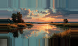 Leinwand - Stärke 4cm | Herbstliche Abendstimmung am See mit Spiegelung