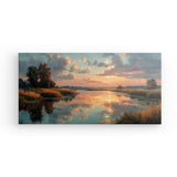 Leinwand - Stärke 4cm | Herbstliche Abendstimmung am See mit Spiegelung