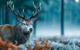 Poster (gerahmt) | Hirsch im nebeligen Herbstwald