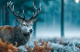 Poster (gerahmt) | Hirsch im nebeligen Herbstwald