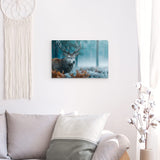 Photoboard / Hartschaum | Hirsch im nebeligen Herbstwald