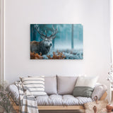 Photoboard / Hartschaum | Hirsch im nebeligen Herbstwald