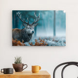Acrylglas auf Alu-Dibond | Hirsch im nebeligen Herbstwald
