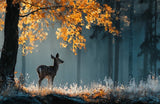 Poster (gerahmt) | Reh im nebeligen Herbstwald