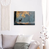 Photoboard / Hartschaum | Reh im nebeligen Herbstwald