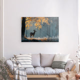 Photoboard / Hartschaum | Reh im nebeligen Herbstwald