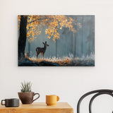 Photoboard / Hartschaum | Reh im nebeligen Herbstwald