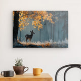 Acrylglas auf Alu-Dibond | Reh im nebeligen Herbstwald