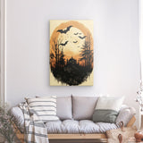 Leinwand - Stärke 2cm | Vintage Halloween mit Mond & Fledermäusen