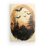 Leinwand - Stärke 4cm | Vintage Halloween mit Mond & Fledermäusen