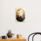 Alu Dibond (matt) | Vintage Halloween mit Mond & Fledermäusen