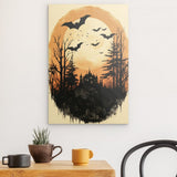 Alu Dibond (matt) | Vintage Halloween mit Mond & Fledermäusen