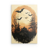 Alu Dibond (matt) | Vintage Halloween mit Mond & Fledermäusen