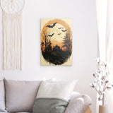 Alu Dibond (matt) | Vintage Halloween mit Mond & Fledermäusen