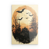 Acrylglas | Vintage Halloween mit Mond & Fledermäusen