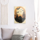 Acrylglas | Vintage Halloween mit Mond & Fledermäusen