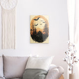 Acrylglas | Vintage Halloween mit Mond & Fledermäusen