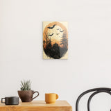 Acrylglas | Vintage Halloween mit Mond & Fledermäusen