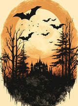 Puzzle | Vintage Halloween mit Mond & Fledermäusen