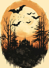 Puzzle | Vintage Halloween mit Mond & Fledermäusen