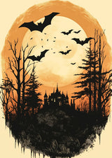 Poster ab 15 EUR | Vintage Halloween mit Mond & Fledermäusen