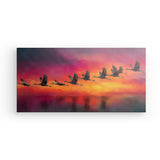 Leinwand - Stärke 4cm | Kupferner Himmel mit ziehenden Vögeln (quer)