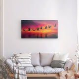 Leinwand - Stärke 4cm | Kupferner Himmel mit ziehenden Vögeln (quer)