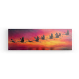 Leinwand - Stärke 4cm | Kupferner Himmel mit ziehenden Vögeln (quer)