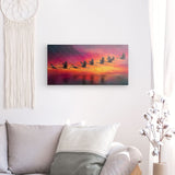 Leinwand - Stärke 4cm | Kupferner Himmel mit ziehenden Vögeln (quer)