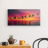 Leinwand - Stärke 4cm | Kupferner Himmel mit ziehenden Vögeln (quer)