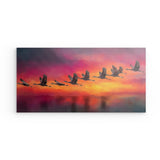 Photoboard / Hartschaum | Kupferner Himmel mit ziehenden Vögeln (quer)