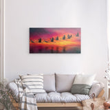 Photoboard / Hartschaum | Kupferner Himmel mit ziehenden Vögeln (quer)