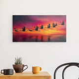 Alu Dibond (matt) | Kupferner Himmel mit ziehenden Vögeln (quer)