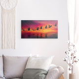 Alu Dibond (matt) | Kupferner Himmel mit ziehenden Vögeln (quer)