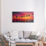 Alu Dibond (matt) | Kupferner Himmel mit ziehenden Vögeln (quer)