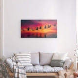 Acrylglas | Kupferner Himmel mit ziehenden Vögeln (quer)