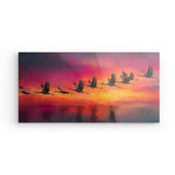 Acrylglas auf Alu-Dibond | Kupferner Himmel mit ziehenden Vögeln (quer)