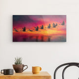Acrylglas auf Alu-Dibond | Kupferner Himmel mit ziehenden Vögeln (quer)