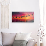 Acrylglas auf Alu-Dibond | Kupferner Himmel mit ziehenden Vögeln (quer)