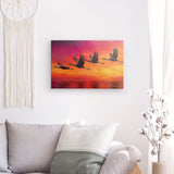 Leinwand - Stärke 2cm | Kupferner Himmel mit ziehenden Vögeln (square)