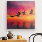 Leinwand - Stärke 4cm | Kupferner Himmel mit ziehenden Vögeln (square)