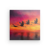 Leinwand - Stärke 4cm | Kupferner Himmel mit ziehenden Vögeln (square)